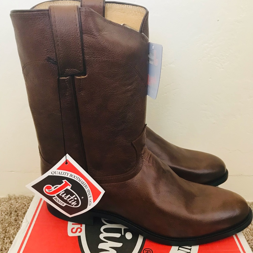 Men’s Justin Tan Corina Leather Boots Size 11 1/2 EE